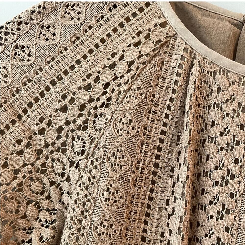 Banana Republic Lace Overlay Blouse Short Sleeve Zipper Office Date Elegant 8 - Picture 3 of 12